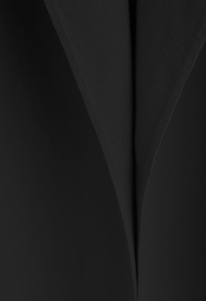 Casaco de malha aberta frontal elegante em preto