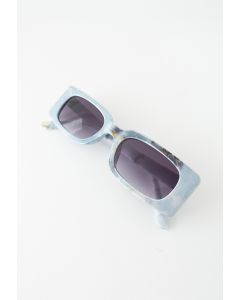 Óculos de sol retangulares de aro inteiro em azul