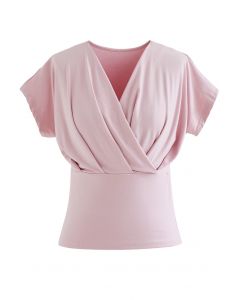 Blusa de algodão manga curta ultramacia em rosa
