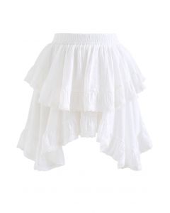 Mini-saia assimétrica Lacy Edge em branco