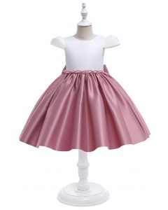 Vestido de princesa com alça de cintura com brilhantes em rosa para crianças