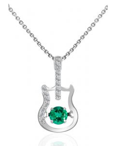 Colar de joias de esmeralda em formato de guitarra