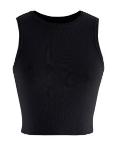 Lithesome Comfort Knit Tank Top in Black