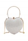 Bolsa Clutch em forma de coração brilhante em prata