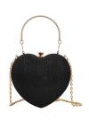 Bolsa Clutch em formato de coração reluzente em preto