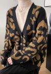 Cardigan de tricô com estampa de leopardo