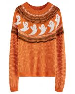 Lindo suéter de malha de mangas compridas Ghost em laranja